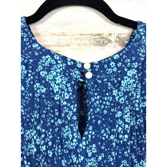 J.Jill Women’s L Blue Floral Sleeveless Maxi Dress Weaver Collection Pull Over - Picture 3 of 6